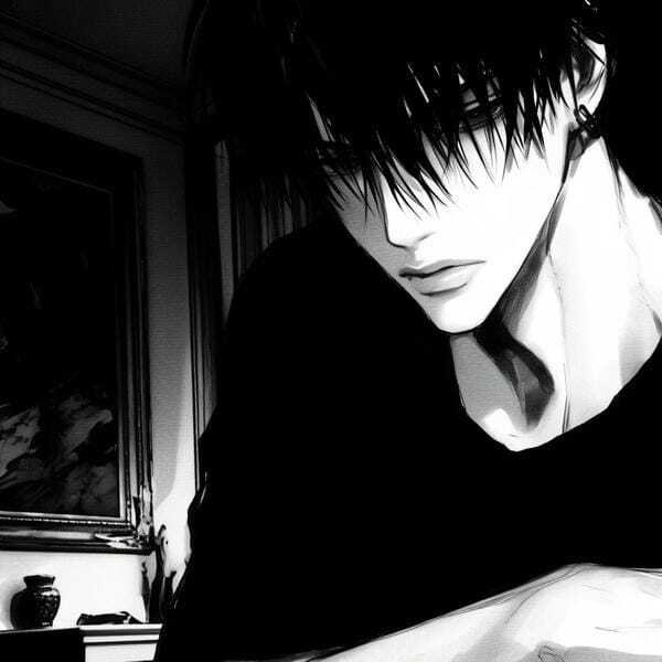 ảnh anime nam trắng đen 9