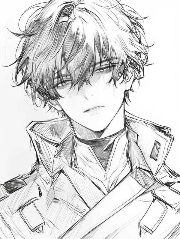 ảnh anime trắng đen nam